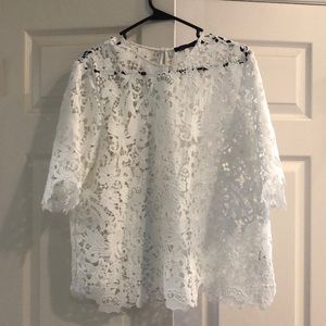 White lace crochet shirt